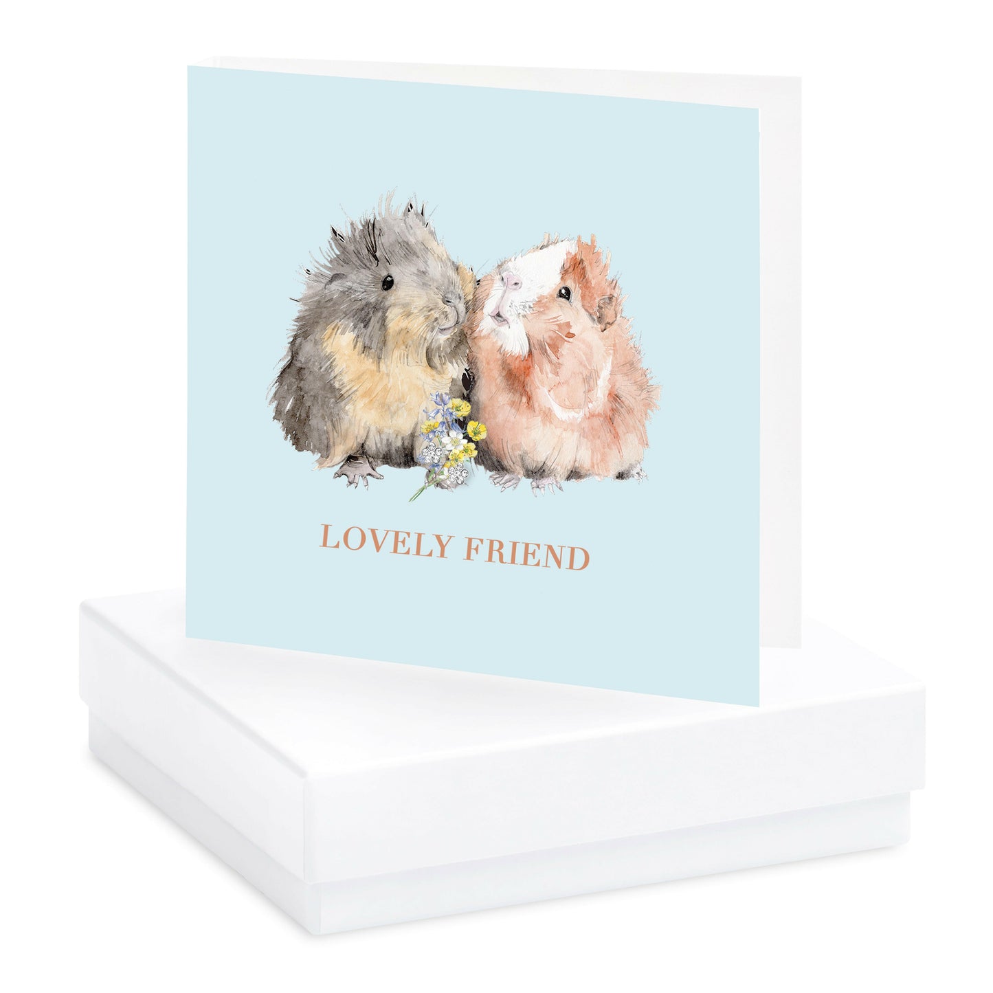 Boxed Guinea Pigs Lovely Friend Silver Earring Card Earrings Crumble and Core White  