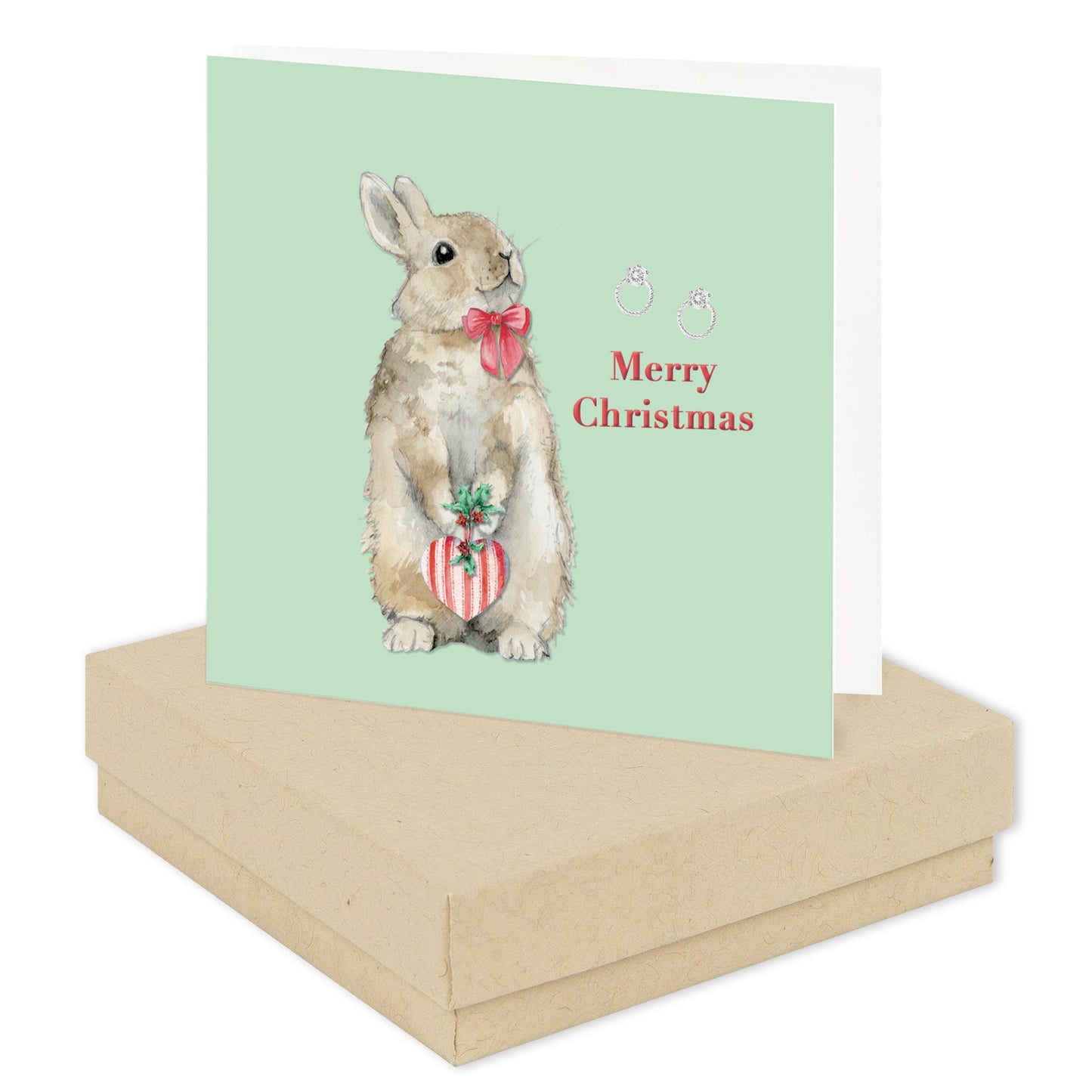 Christmas Rabbit Boxed Silver Earring Card Earrings Crumble and Core   