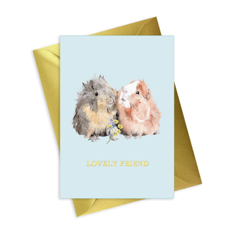 Guinea Pig Greeting Card – Luxury Foiled A6 Card with Gold Envelope