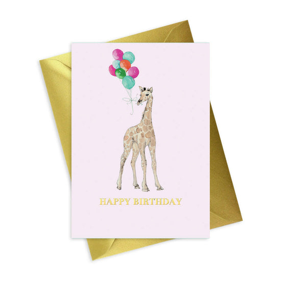 Animal Collection A6 Foiled Greeting Card Giraffe Happy Birthday Greeting & Note Cards Crumble and Core   