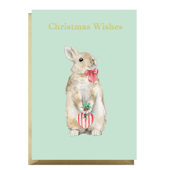 Animal Collection A6 Foiled Greeting Card Christmas Rabbit Greeting & Note Cards Crumble and Core   