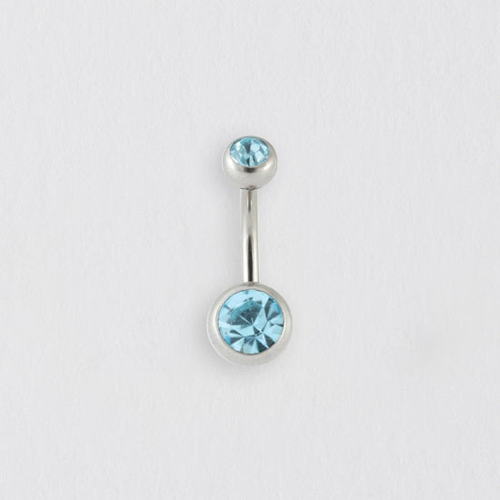 Polished Titanium Aqua Belly Bar Jewelry Crumble and Core   