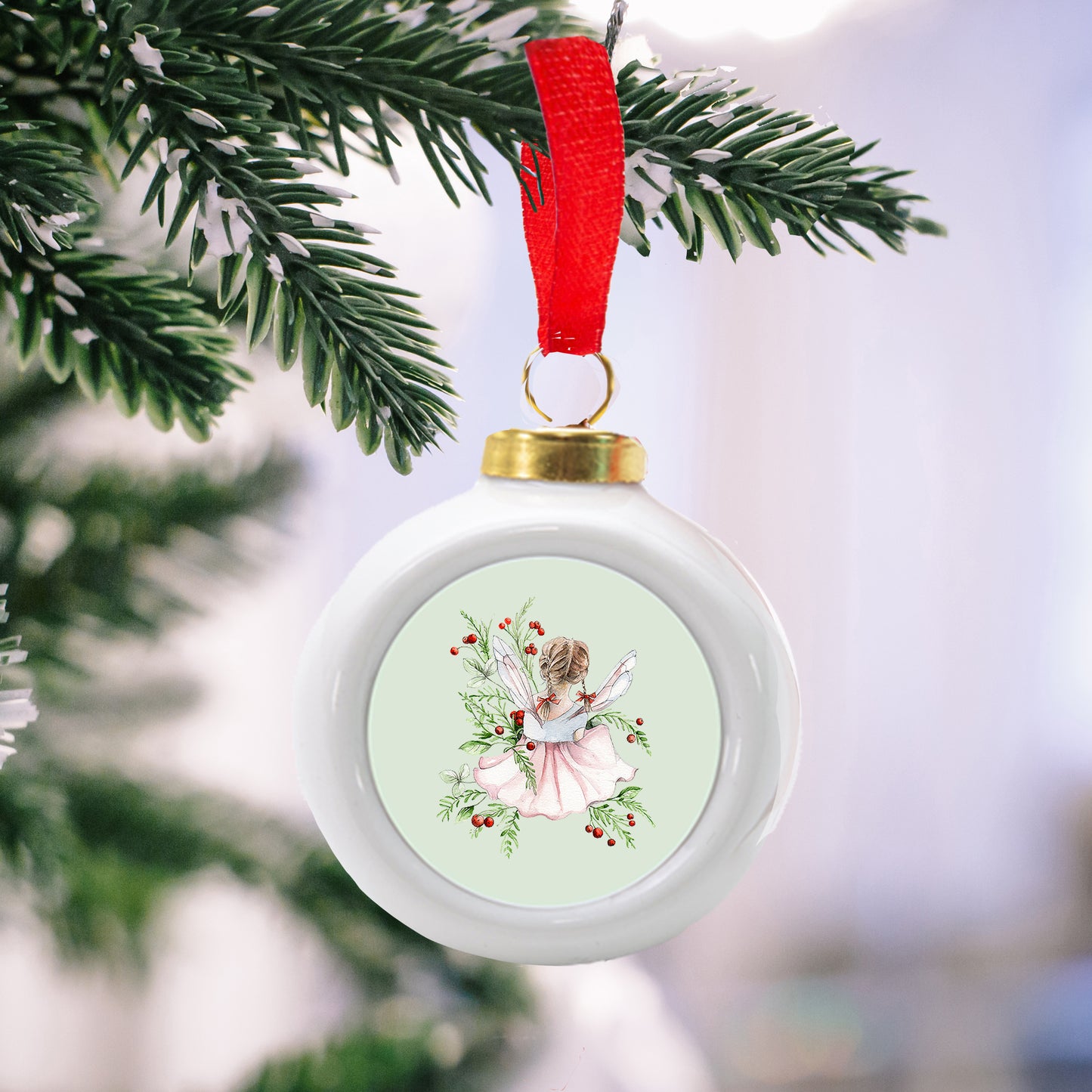 Decorate with Elegance Hanging Ceramic Christmas Fairy Bauble