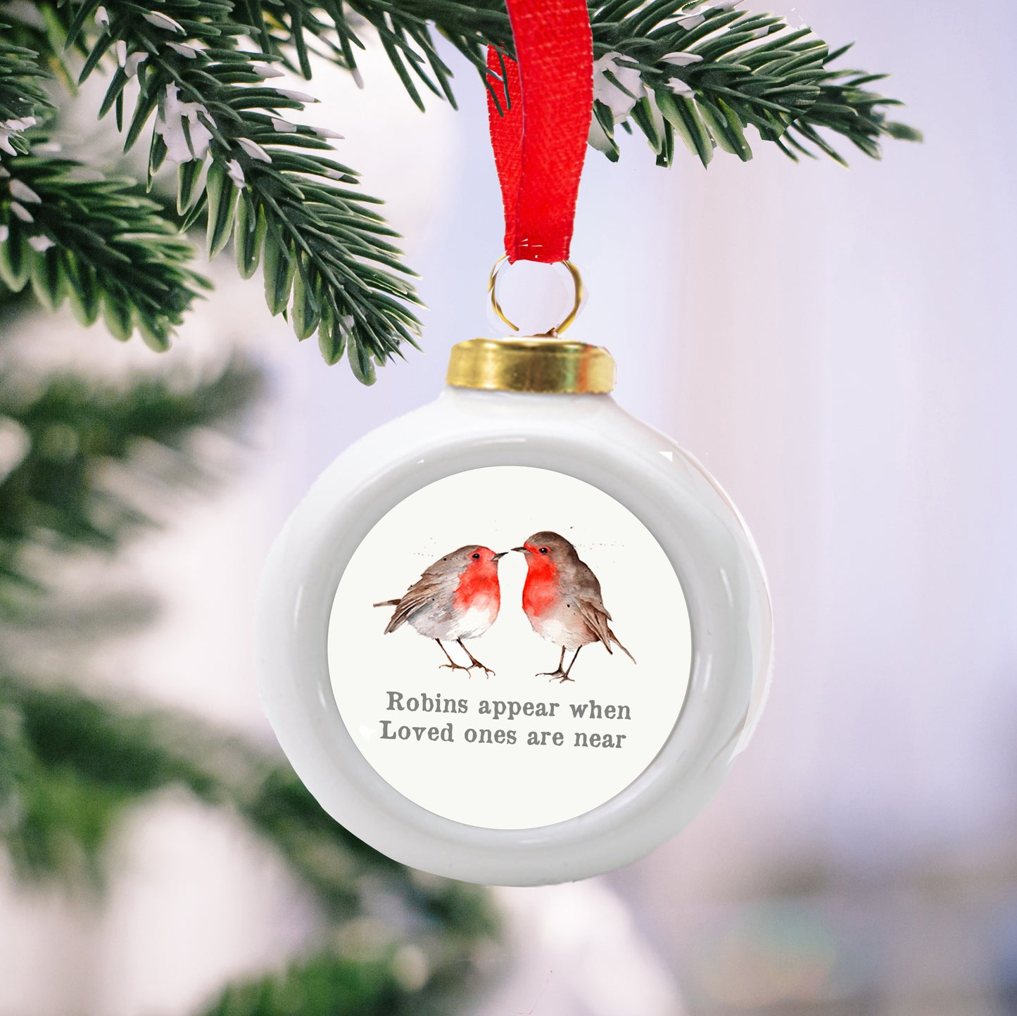 Ceramic Hanging Robin Bauble Decoration  - Remember Loved Ones - Sympathy Gift