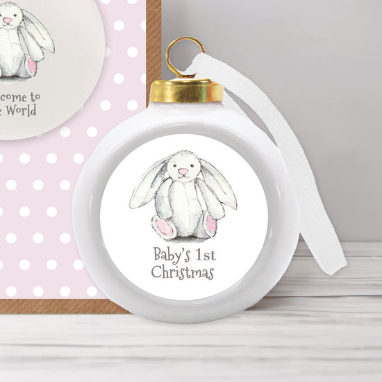 Hanging Ceramic Baby 1st Christmas Decoration - 1st Christmas Gift for Baby Girl