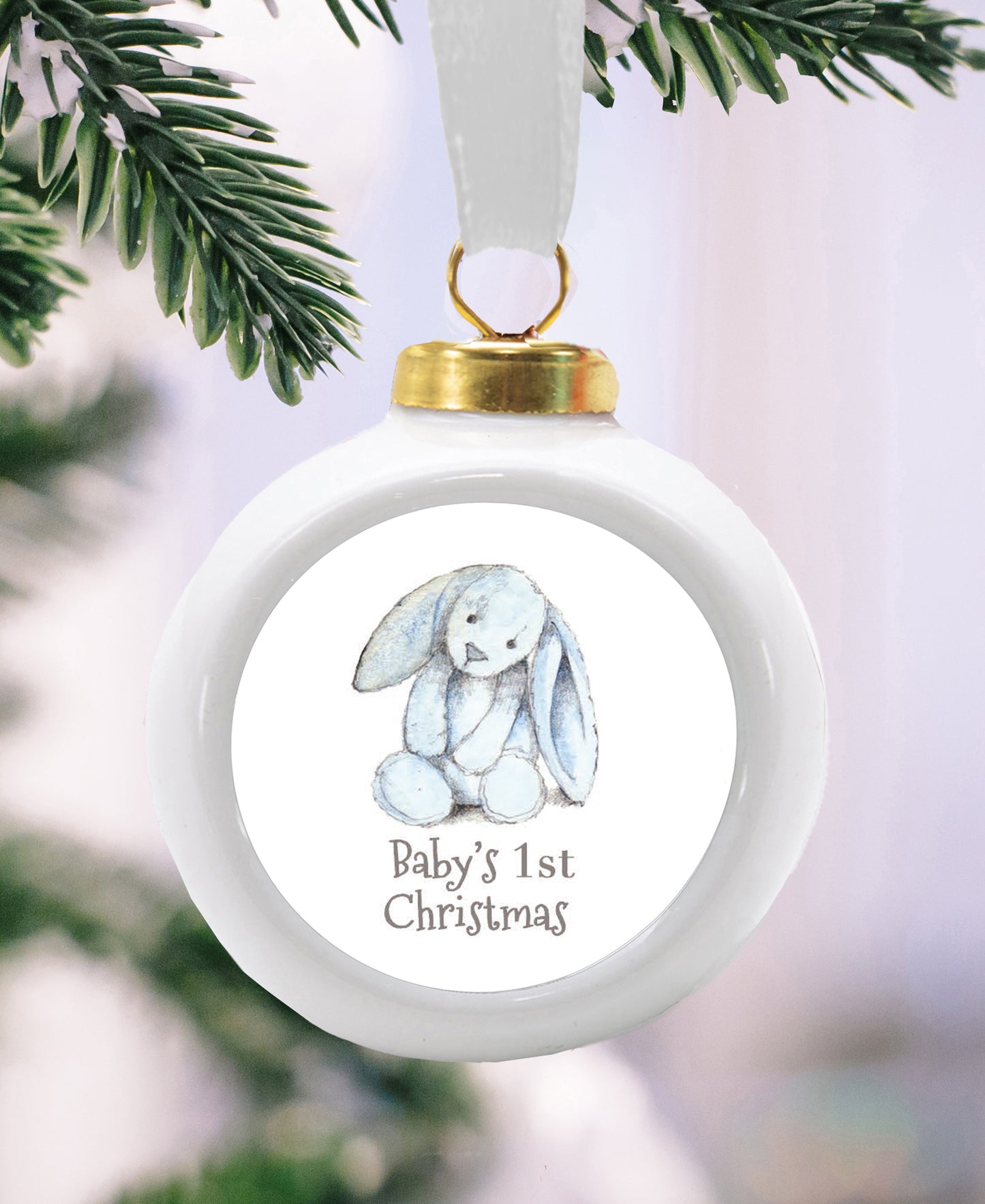 Hanging Ceramic Baby 1st Christmas Decoration - 1st Christmas Gift for Baby Girl