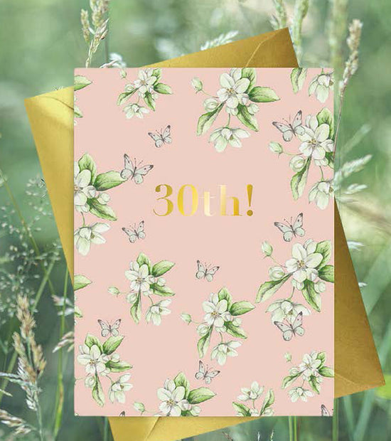 Floral Foiled 30th Birthday Card - Unique and Elegant Design