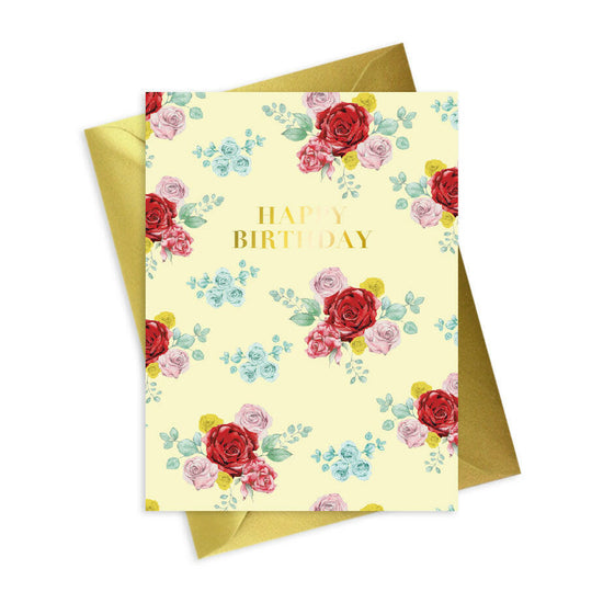 Bright Blooms Foiled Happy Birthday Card BB037 Greeting & Note Cards Crumble and Core   