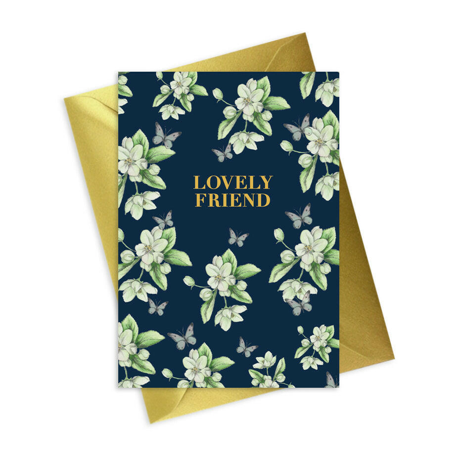 Bright Blooms Foiled Lovely Friend Greeting Card Greeting & Note Cards Crumble and Core   