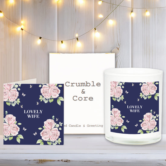 Bright Blooms Candle Box and Lovely Wife Greeting Card - Perfect Gift Combo for Her