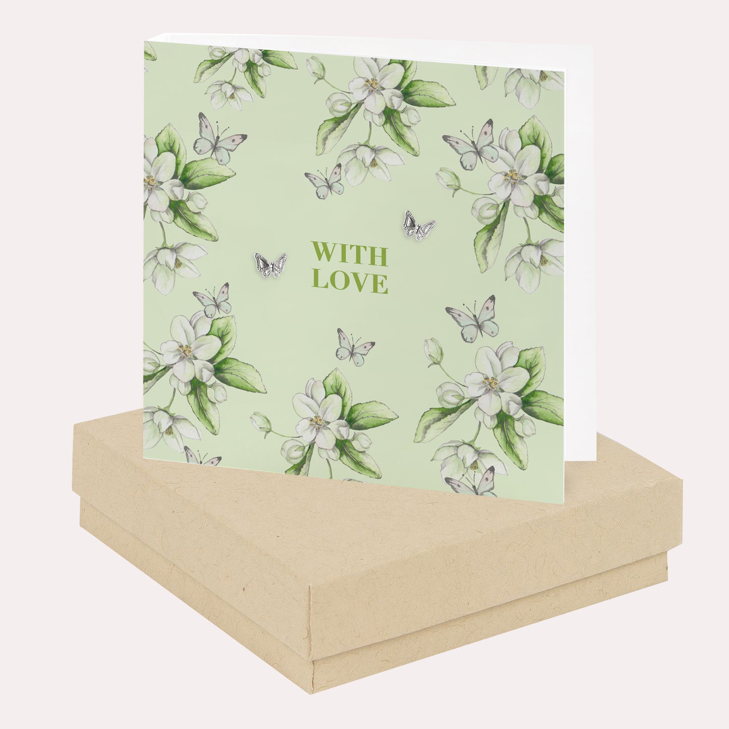 With Love Boxed Card with Sterling Silver Stud Earrings