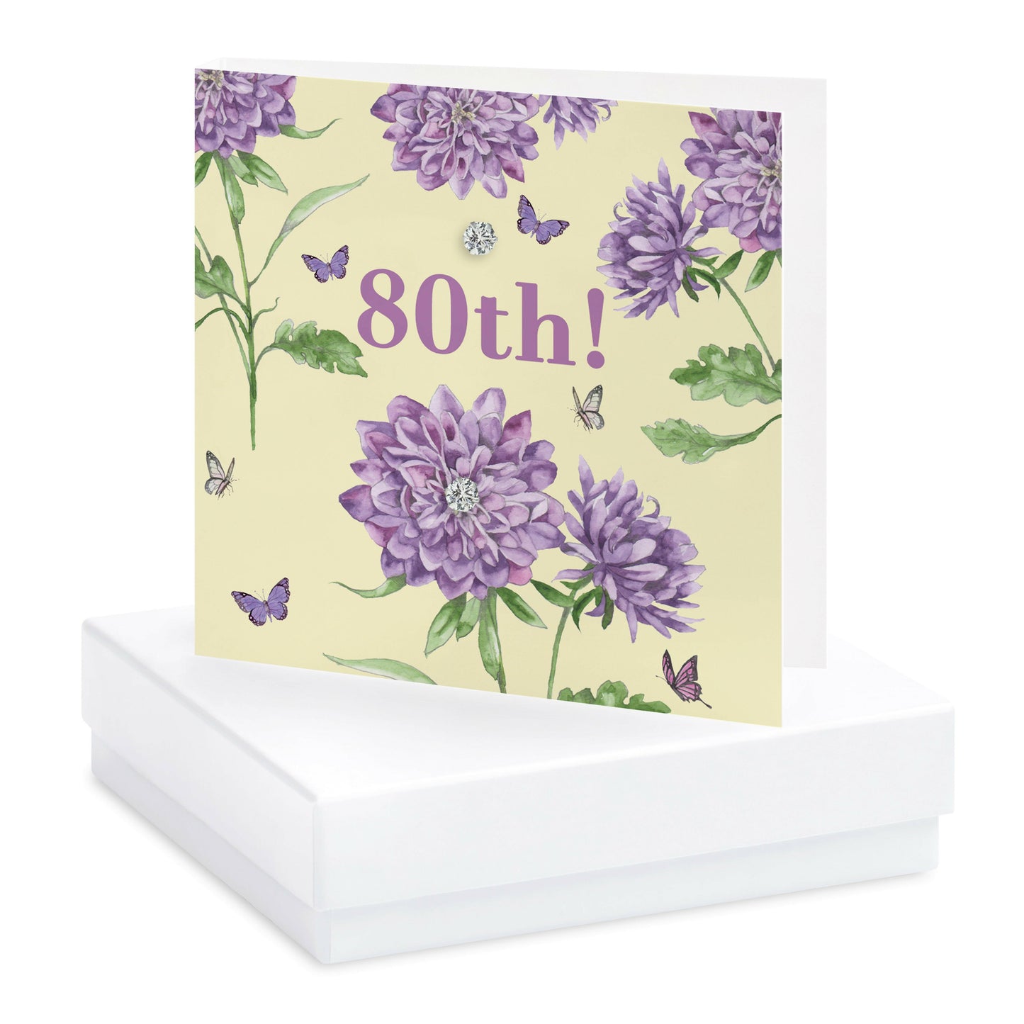 Bright Blooms 80th Birthday Boxed Card with Jewellery BE024 Earrings Crumble and Core   