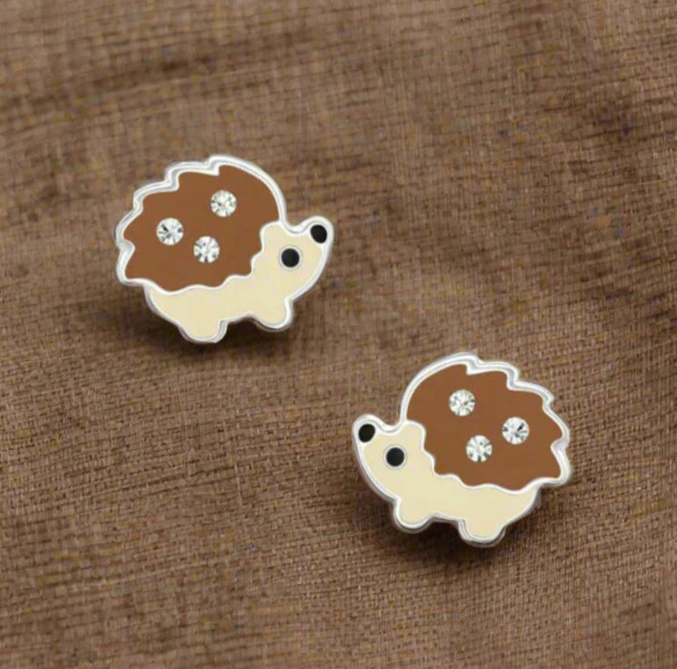 Hedgehog Silver Ear Stud Earrings Crumble and Core   