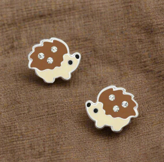 Hedgehog Silver Ear Stud Earrings Crumble and Core   