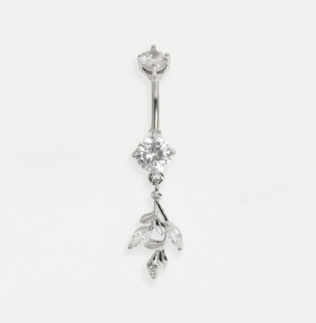 Surgical Steel Petal Gemstone Belly Bar Jewelry Crumble and Core   