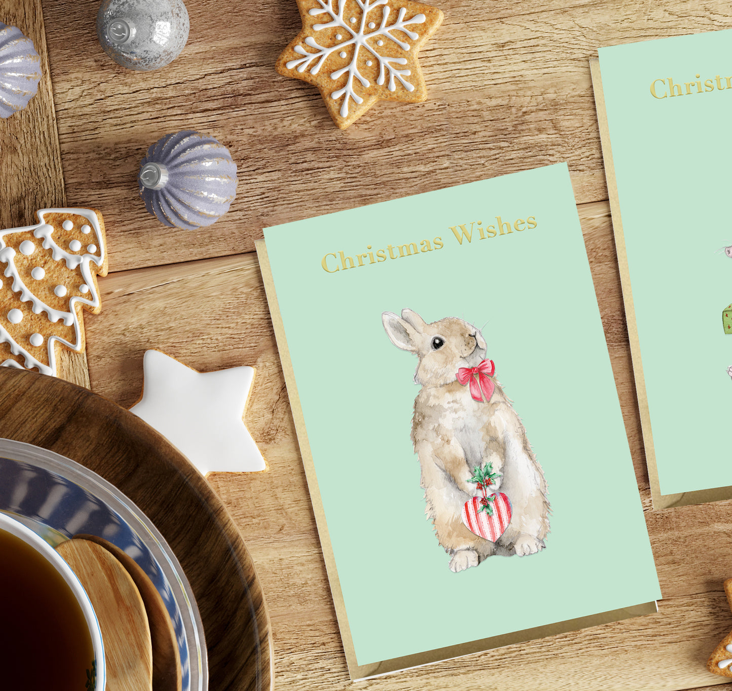 Animal Collection A6 Foiled Greeting Card Christmas Rabbit