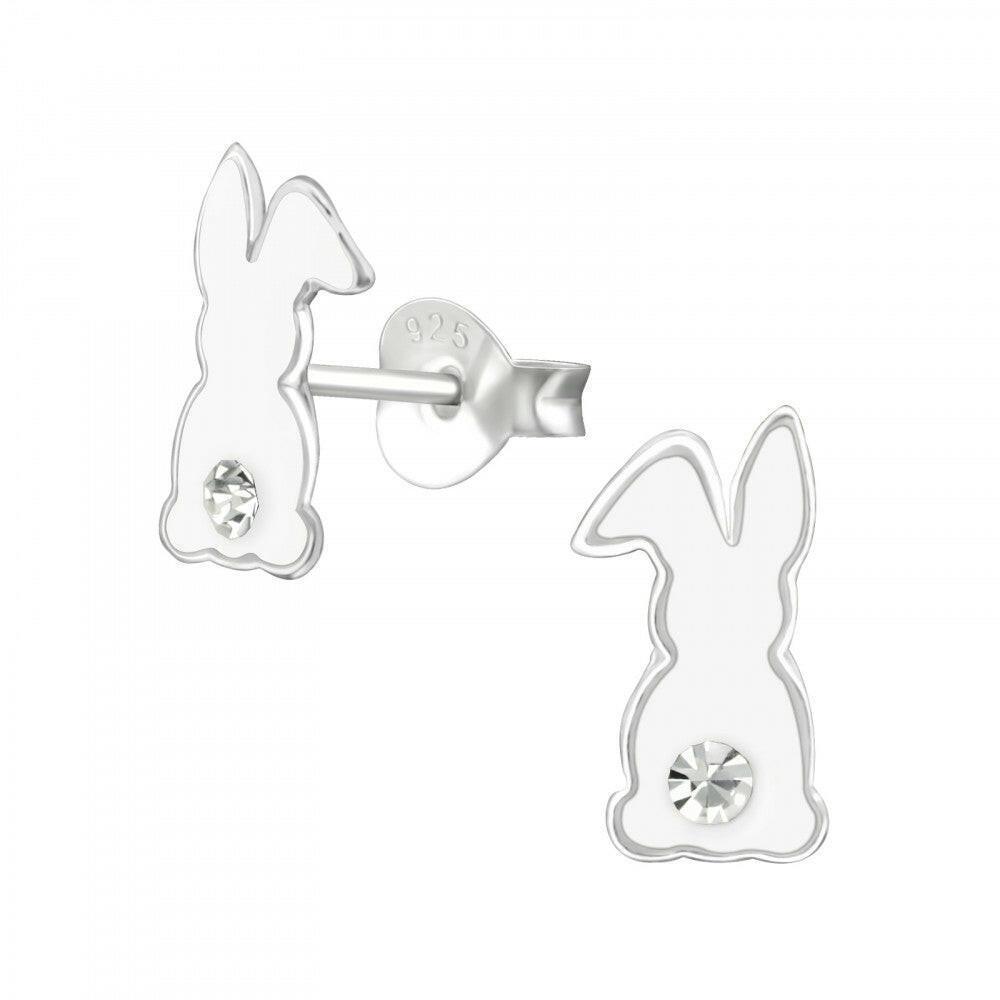 Rabbit Silver Stud Earrings - Hypoallergenic Animal Earrings - Crumble and Core