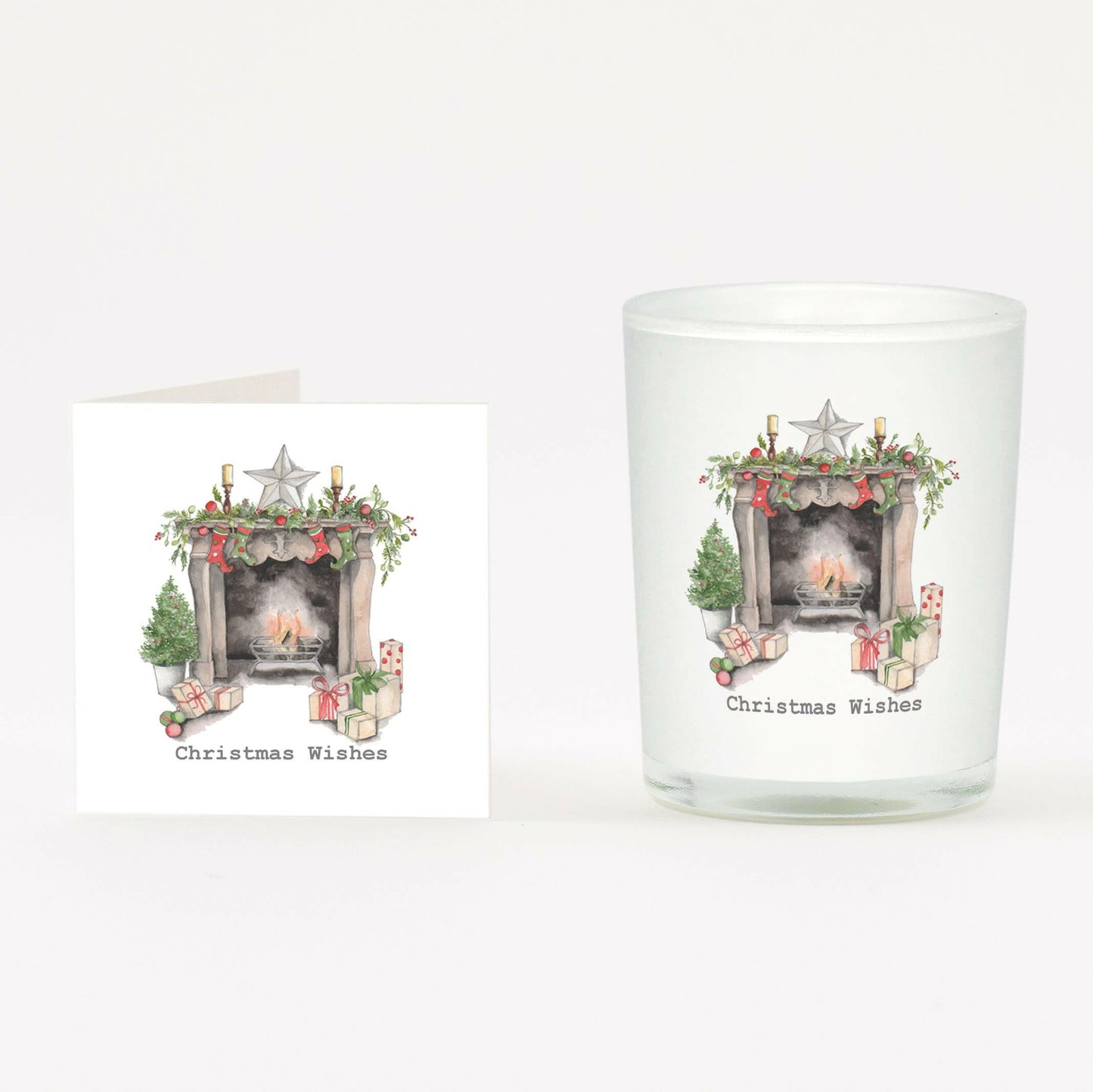 Christmas Fireplace Boxed Candle and Card Candles Crumble and Core   