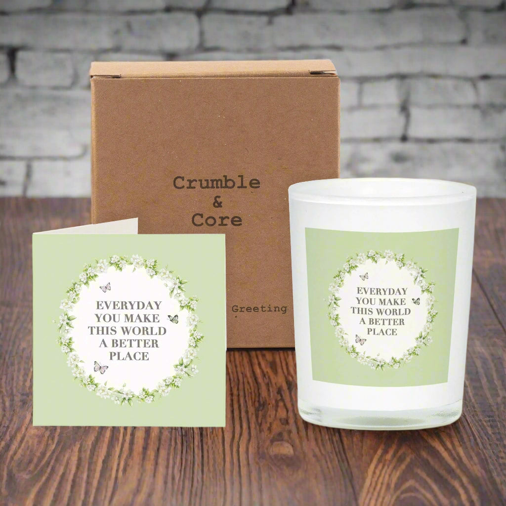 Vintage Sentiments Boxed Candle and Greeting Card You Make this World Candles Crumble and Core   