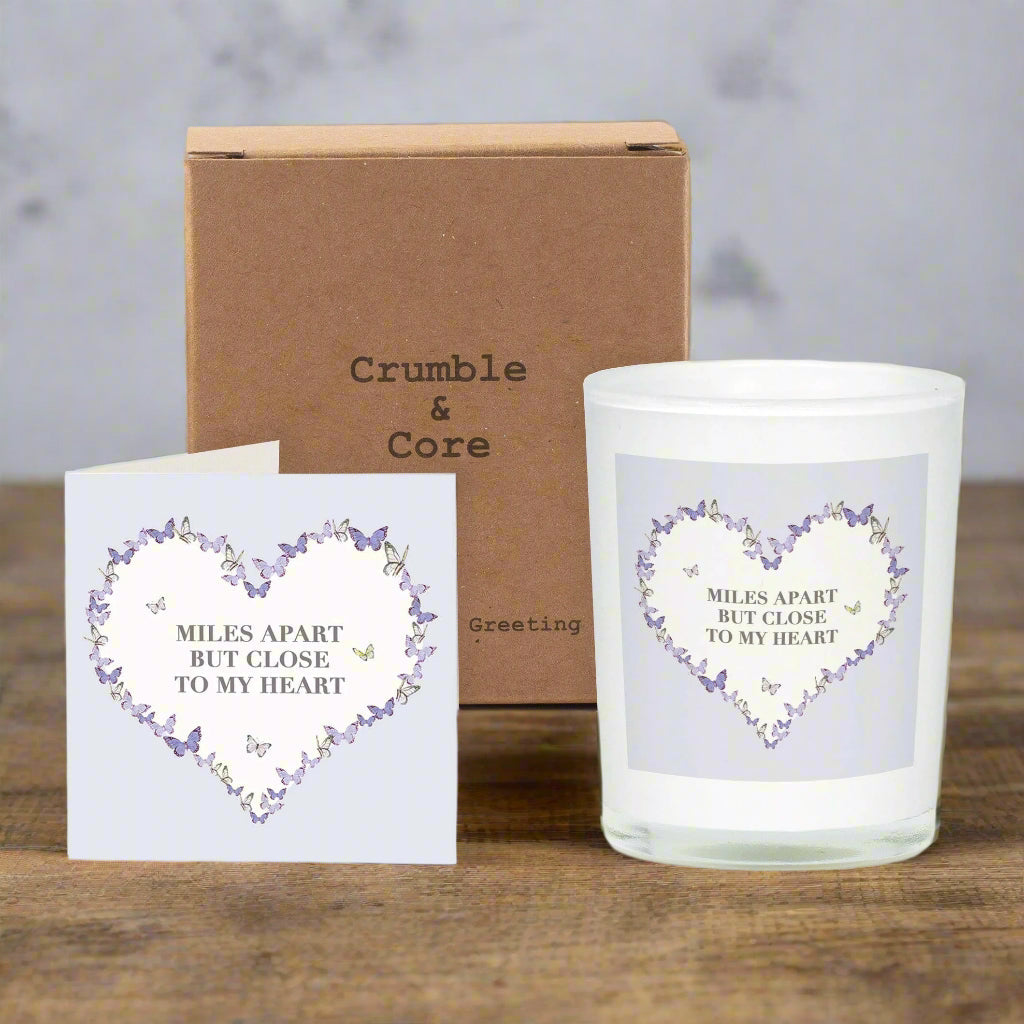 Vintage Sentiments Boxed Candle and Greeting Card Miles Apart Candles Crumble and Core   