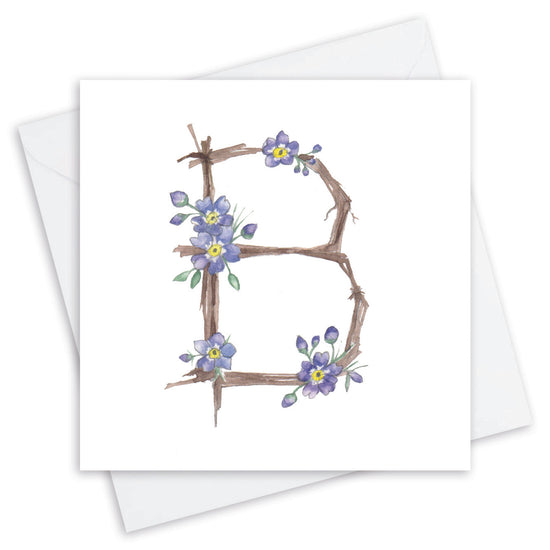 Floral Alphabet Letter B Card - Perfect for Any Occasion - Handcrafted Alphabet Design for Invitations and Gifts - Perfect Card for Names beginning with B - All Occasions