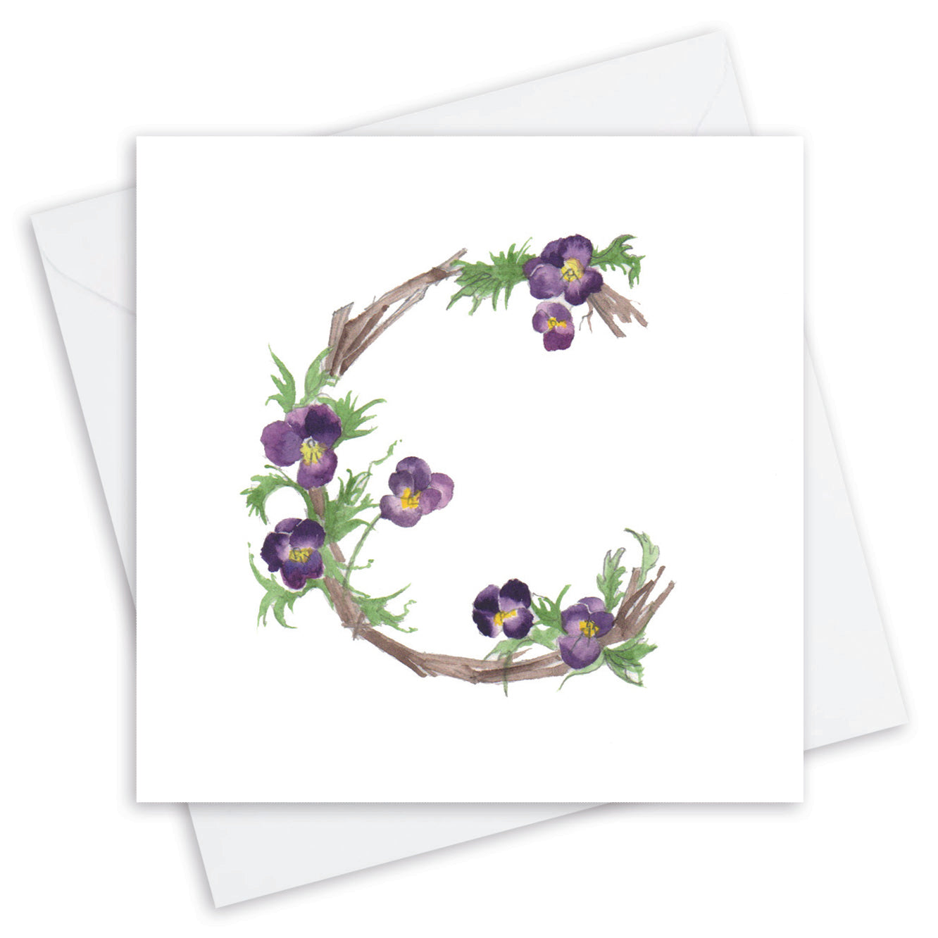 Floral Letter Alphabet Design Card C Letter Card - Floral C Letter Card - Handcrafted Alphabet Design for Invitations and Gifts - Perfect Card for Names beginning with C - All Occasions