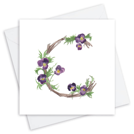 Floral Letter Alphabet Design Card C Letter Card - Floral C Letter Card - Handcrafted Alphabet Design for Invitations and Gifts - Perfect Card for Names beginning with C - All Occasions