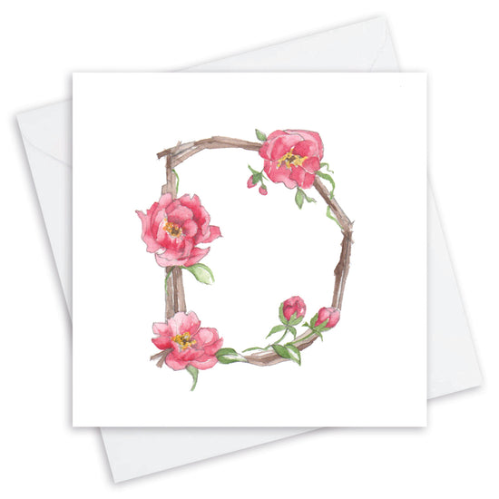 Floral Letter D Alphabet Design Card - Handmade Gift for Any Occasion - Letter D Card - Perfect for Any Occasion - Handcrafted Alphabet Design for Invitations and Gifts - Perfect Card for Names beginning with D - All Occasions