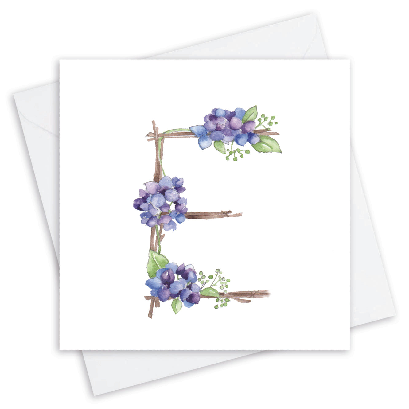 Floral E Letter Card - Handcrafted Alphabet Design for Invitations and Gifts  - Handcrafted Alphabet Design for Invitations and Gifts - Perfect Card for Names beginning with E - All Occasions