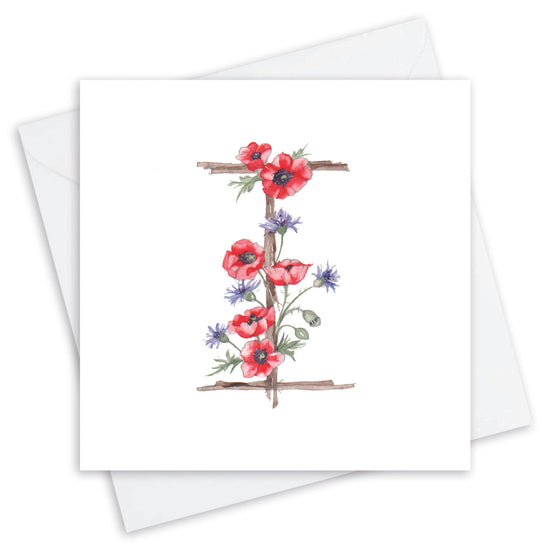 Floral Alphabet Letter B Card - Perfect for Any Occasion - Handcrafted Alphabet Design for Invitations and Gifts - Perfect Card for Names beginning with I - All Occasions