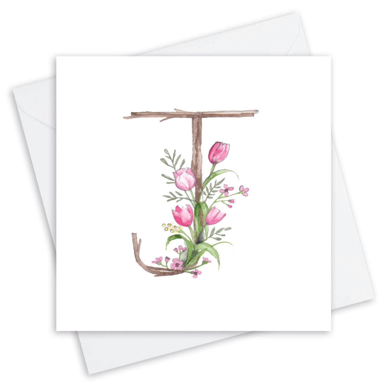 Floral Letter Alphabet Design Card J Letter Card - Handcrafted Alphabet Design for Invitations and Gifts - Perfect Card for Names beginning with J - All Occasions