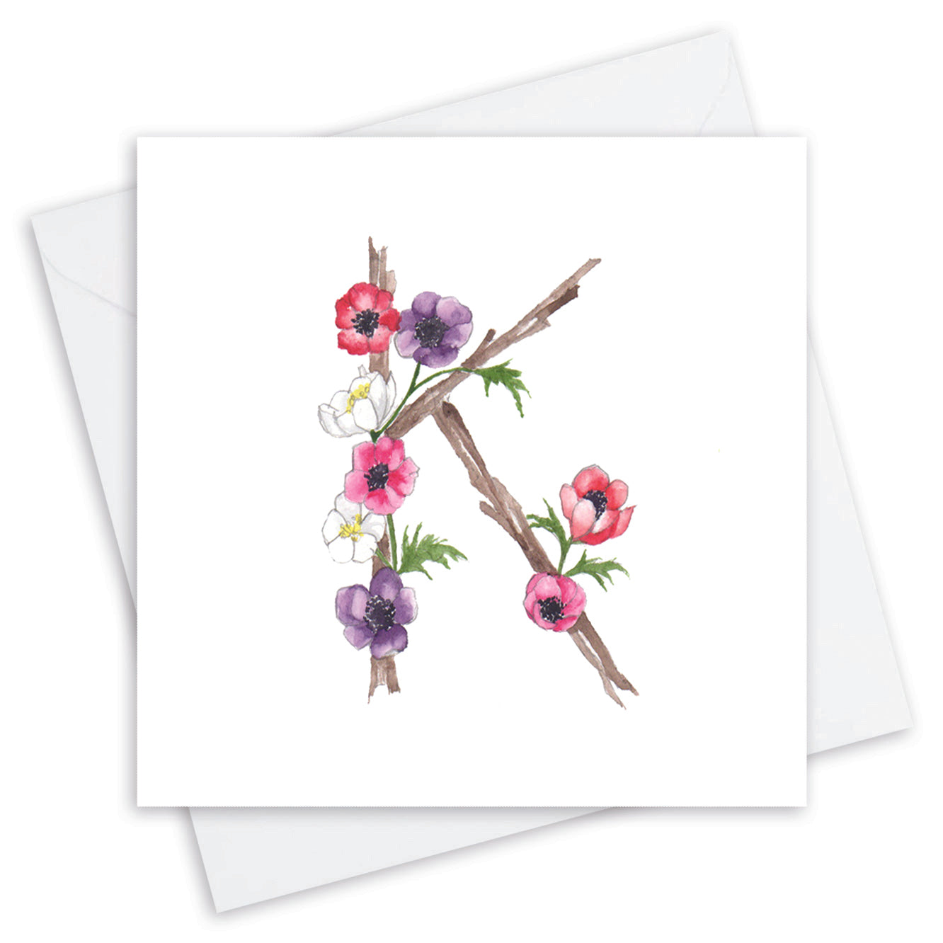 Floral Letter Alphabet Design Card K Letter Card - Handcrafted Alphabet Design for Invitations and Gifts - Perfect Card for Names beginning with K - All Occasions