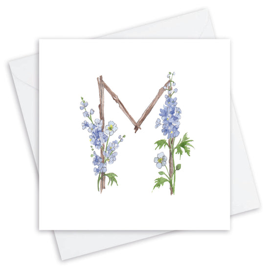 Floral Alphabet Letter B Card - Perfect for Any Occasion - Handcrafted Alphabet Design for Invitations and Gifts - Perfect Card for Names beginning with M - All Occasions