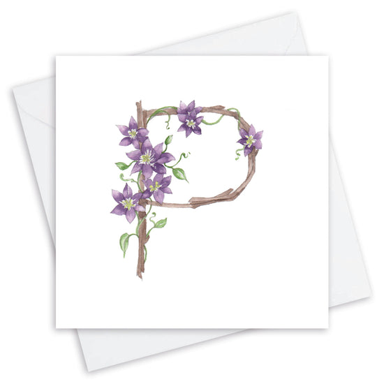 Floral Alphabet Card - P Letter Design - Perfect Gift for All Occasions Floral Alphabet Letter P Card - Perfect for Any Occasion - Handcrafted Alphabet Design for Invitations and Gifts - Perfect Card for Names beginning with P - All Occasions