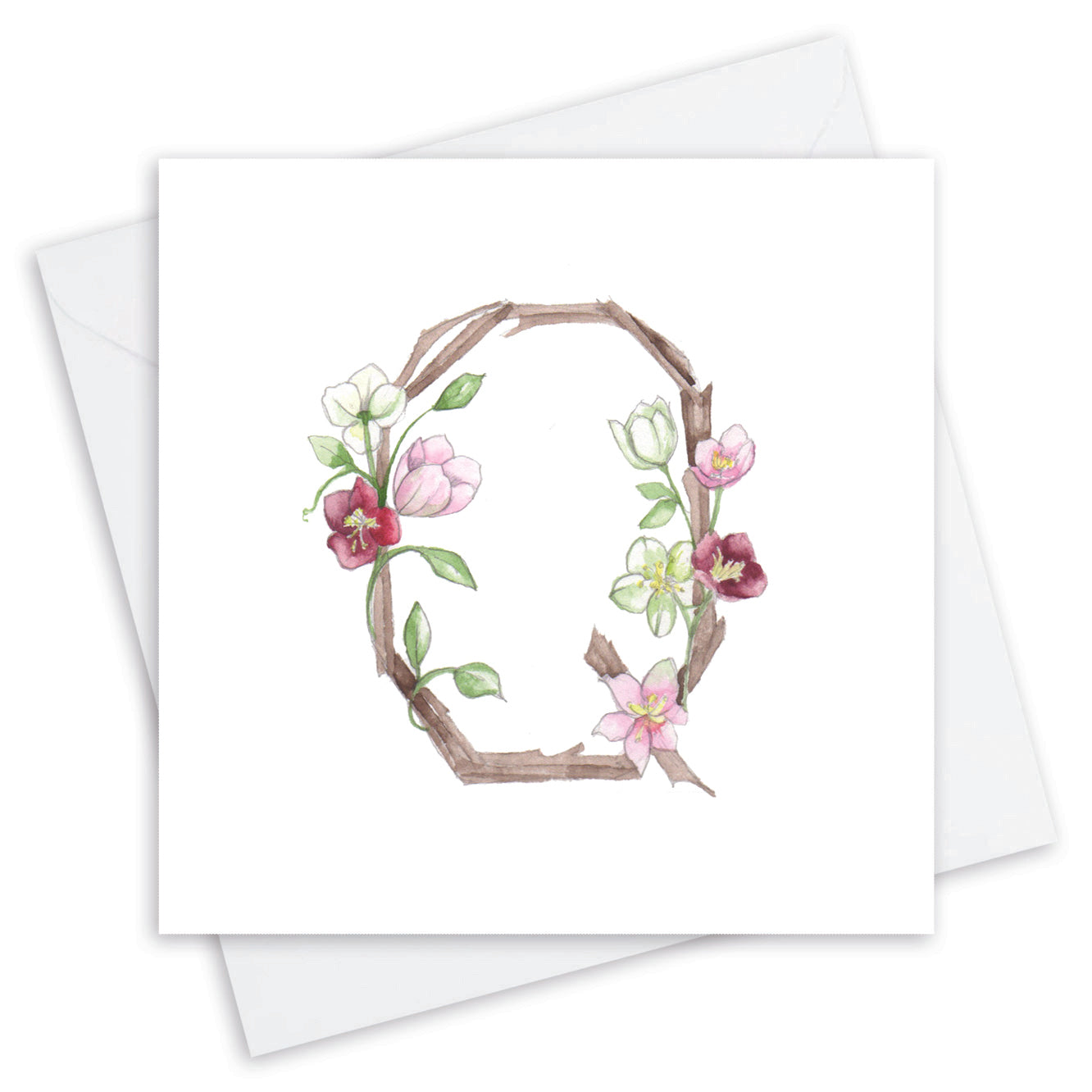 Floral Letter Alphabet Design Card Q Letter Card - Handcrafted Alphabet Design for Invitations and Gifts - Perfect Card for Names beginning with Q - All Occasions