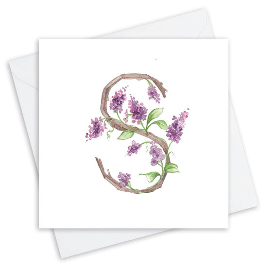 Floral Alphabet Design S Letter Card - Personalized and Handcrafted