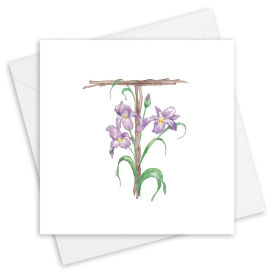 Floral Letter T Alphabet Design Card - Letter T Card - Perfect for Any Occasion - Handcrafted Alphabet Design for Invitations and Gifts - Perfect Card for Names beginning with T - All Occasions