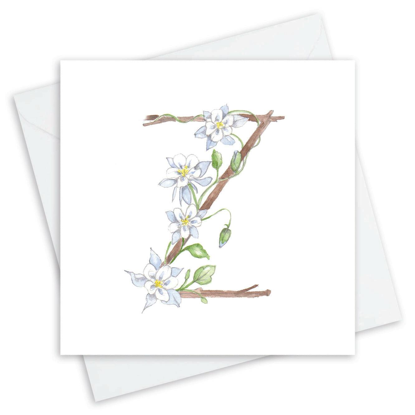 Floral Alphabet Letter B Card - Perfect for Any Occasion - Handcrafted Alphabet Design for Invitations and Gifts - Perfect Card for Names beginning with Z - All Occasions - Crumble and Core