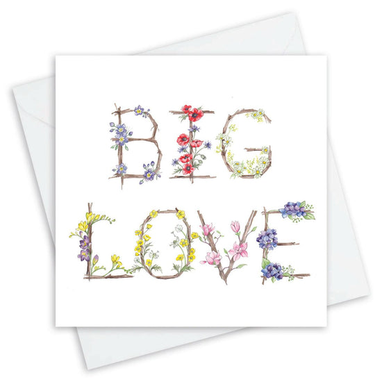 Sending Love Card - Just to Say - Thinking of You - Floral Letter Alphabet Design Card Big Love - Crumble and Core