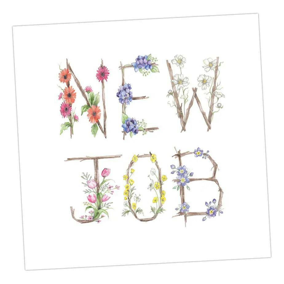 Floral Alphabet Design New Job Card - Perfect for Celebrating a New Career - Crumble and Core