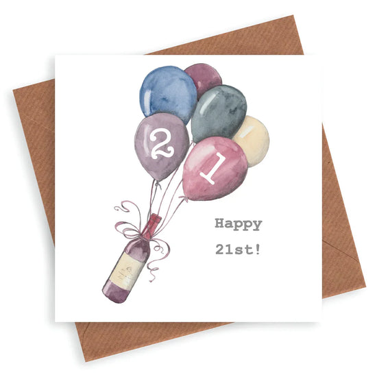 Wine 21st Birthday Card - Crumble and Core