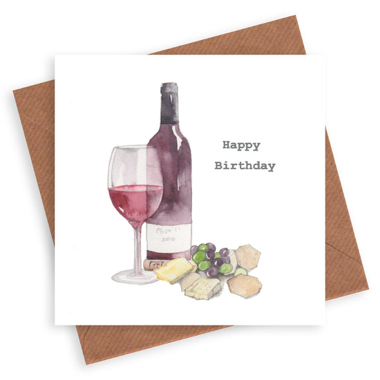 Cheese & Wine Birthday Card