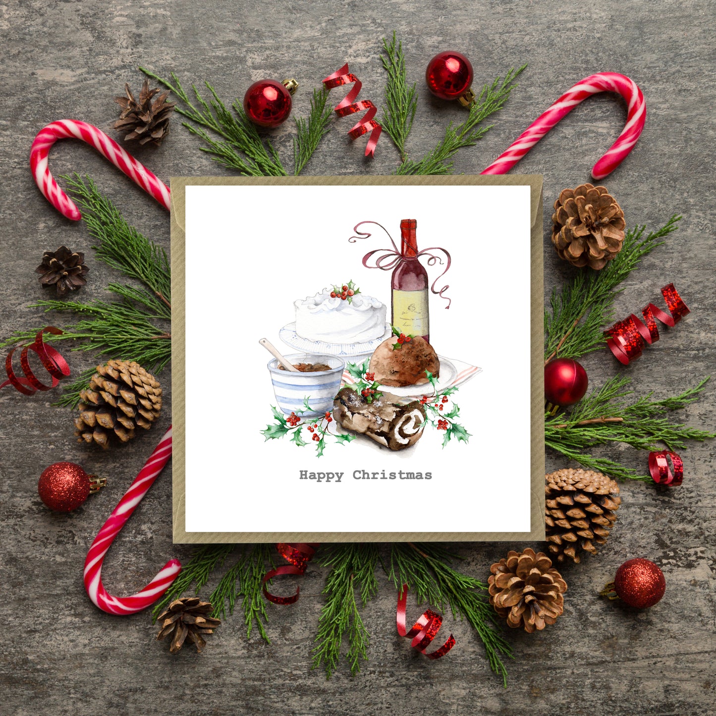 Christmas Feast Card - Festive Holiday Greeting  Unique Card for Family  Friends