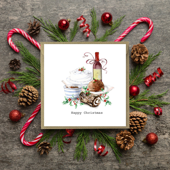 Christmas Feast Card - Festive Holiday Greeting  Unique Card for Family  Friends