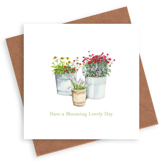 3 Pots Blooming Lovely Day Card Greeting & Note Cards Crumble and Core   