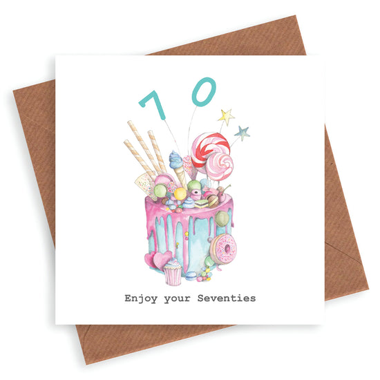 Hand finished Premium Truly Scrumptious Cake 70th Birthday Card