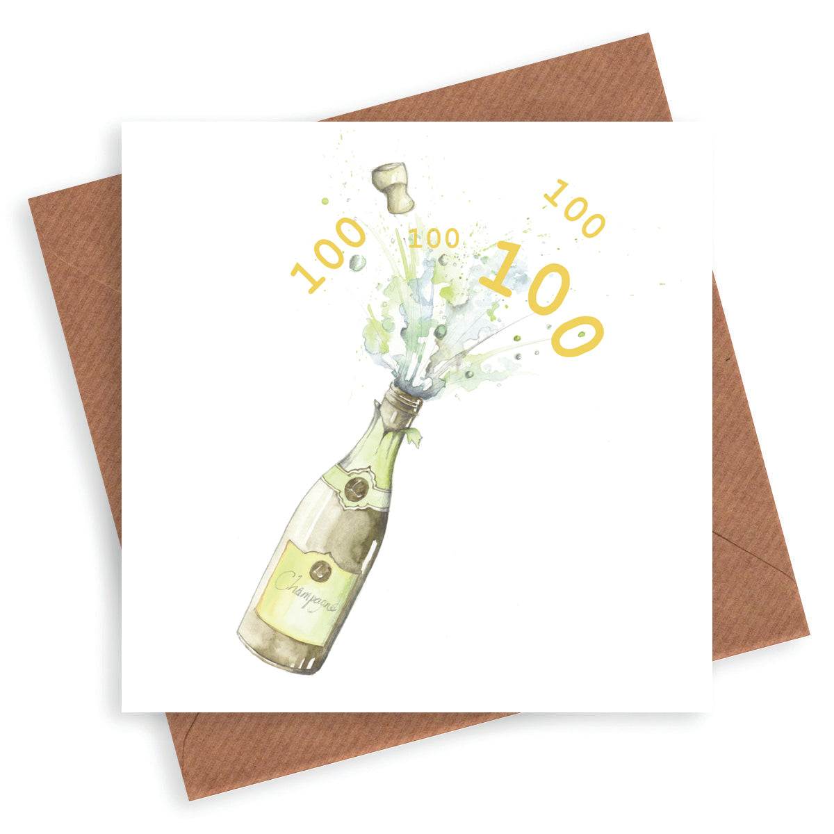 Premium 100th Birthday Card - Hand Finished with Champagne Design for Celebrating Milestones