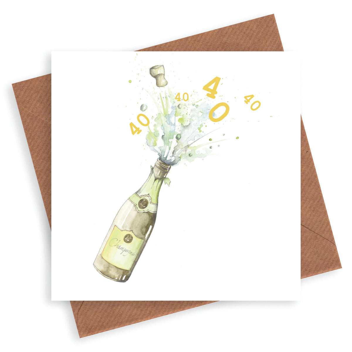 Premium 40th Birthday Champagne Card - Hand Finished Milestone Greeting