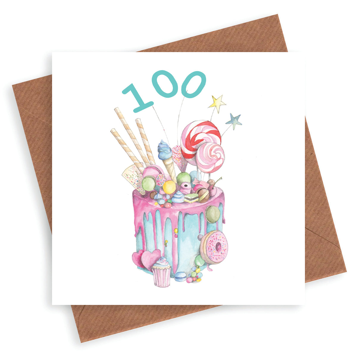 Hand finished Premium Truly Scrumptious Cake 100th Birthday Card