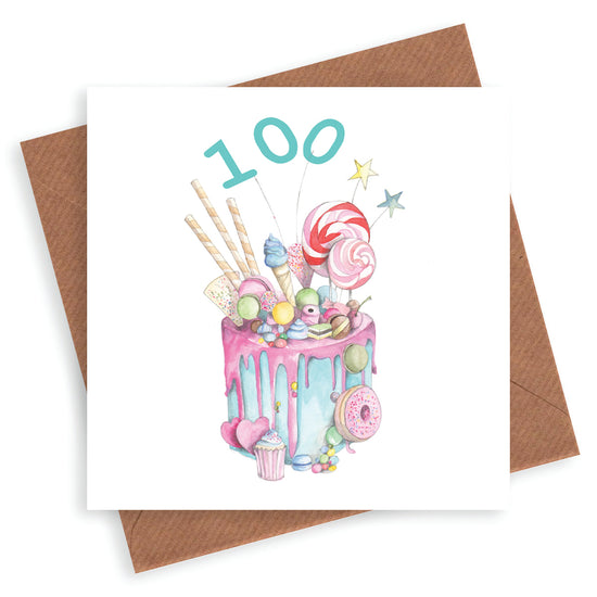 Hand finished Premium Truly Scrumptious Cake 100th Birthday Card